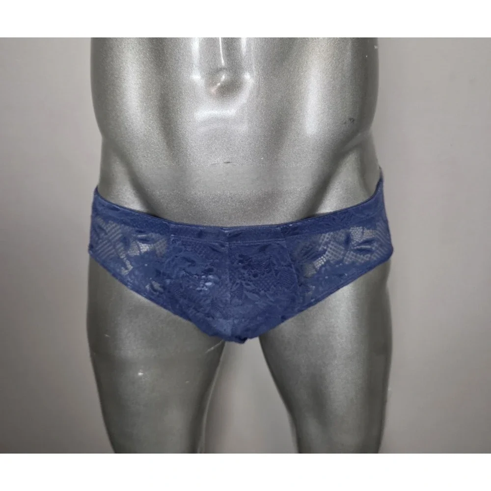 Cosabella Mens Never Say Never Lace Briefs Blue Low Rise‎ Italian Floral Lace M